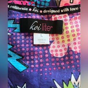 Koi Lite Colorful Graphic nursing Scrub Top